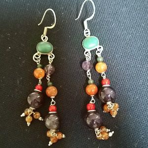 Silver and stones earrings
